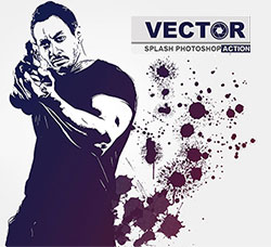 极品PS动作－矢量飞溅(含PDF教程)：Vector Splash Photoshop Action